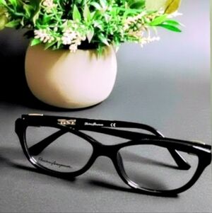 Salvatore Ferragamo Black Women's Rectangular Optical Frames